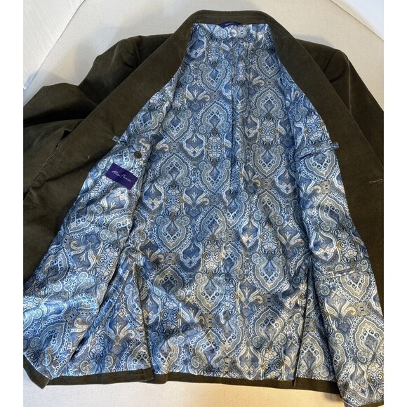 Alan Flusser Olive Corduroy Sports Jacket Blazer Cotton 2 Button Men's XXL - Picture 13 of 15